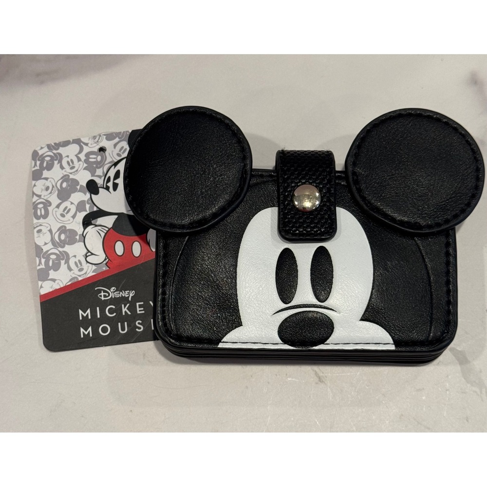 Disney Mickey Mouse Bioworld Accordion Card Holder Wallet Black White New